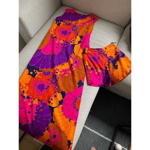 1960s Krist Vibrant Floral Print Dress/Tunic Set, Bold Psychedelic, XS/S - Picture 13 of 16
